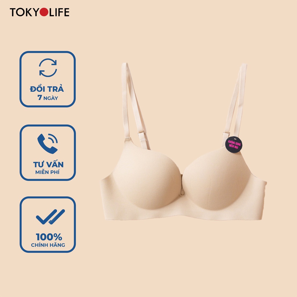 Áo Ngực Bra Nữ không gọng mút đúc, không đường may siêu nâng ngực êm ái mềm mại thoáng mát sexy TOKYOLIFE J1/S9BRA002G