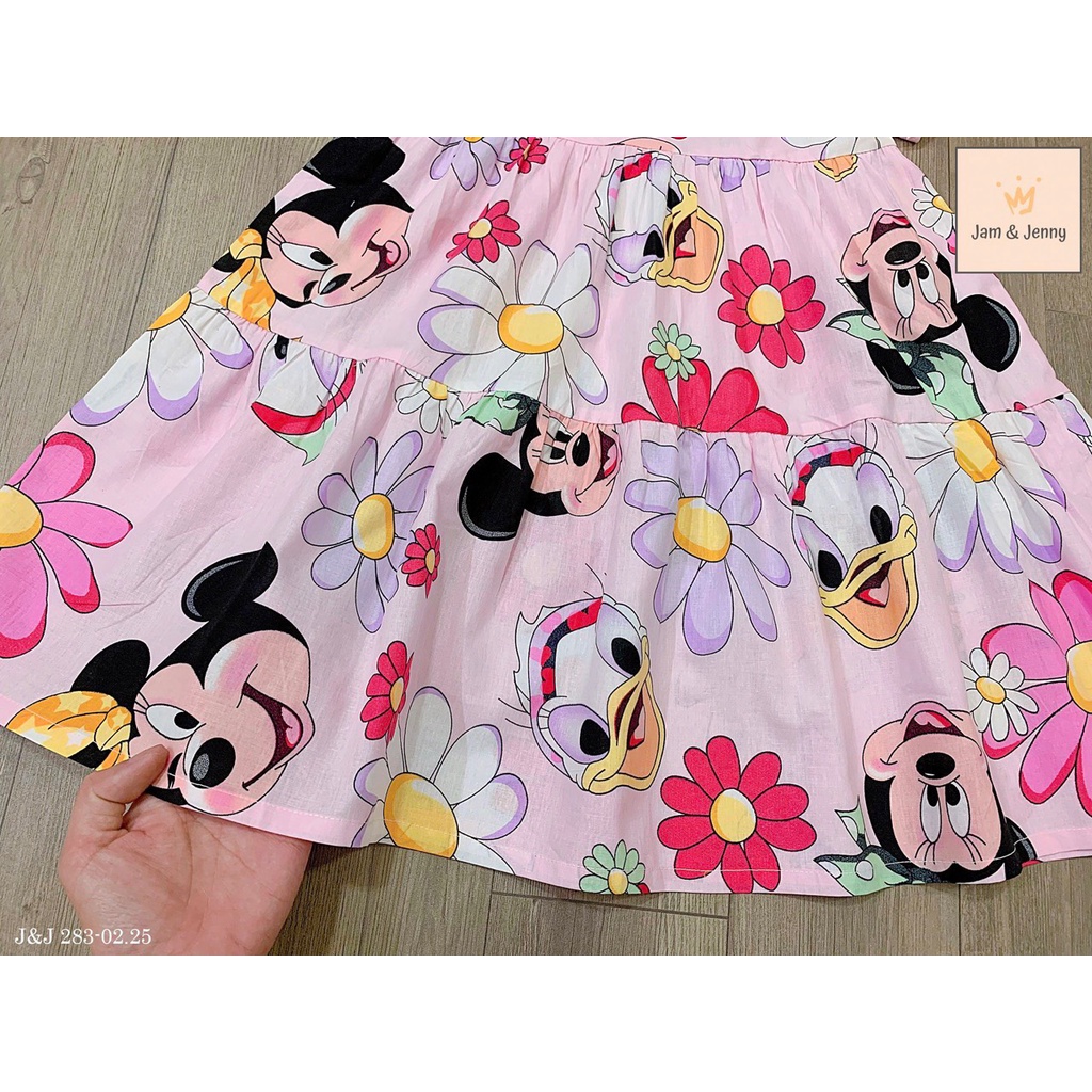 Đầm váy Babydoll bé gái mickey hoa 2 màu V2313