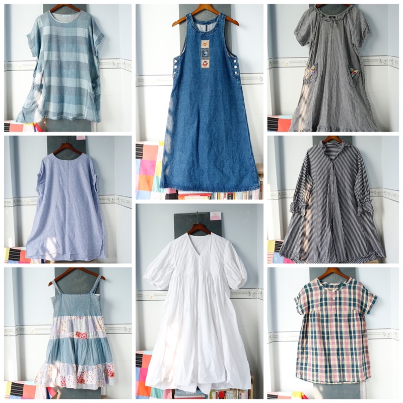 váy đầm xô linen 2hand - secondhand - đồ si - thrifting - mori girl - vintage
