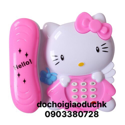 Đồ chơi Laptop , điện thoại bàn mèo hello kitty cho bé gái có màn hình hiển thị