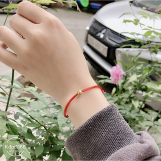 Vòng tay chỉ đỏ mix charm bi bạc vàng