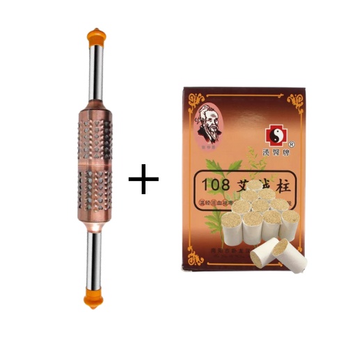 Combo Cây Lăn Ngải Đồng Đôi + Hộp 108 Viên Ngải Cứu Loại 1