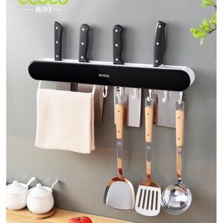 Kệ dán tường để dao kéo ecoco kèm móc treo khăn tiện lợi