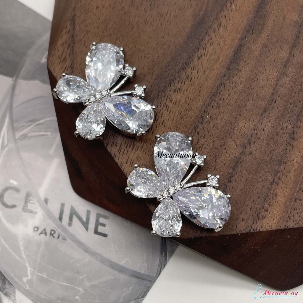 Khuy nút cúc hình con bướm size 23mm bằng đồng đính đá Zircon làm thủ công bằng tay dùng trang trí váy áo đầm các loại