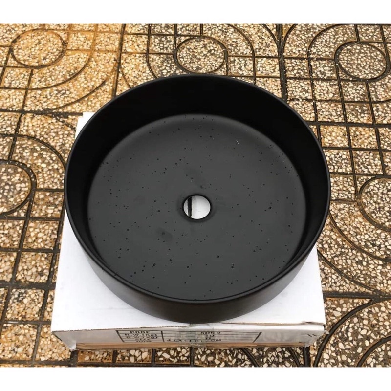 Chậu lavabo đen full đặt bàn đá men nano nung bảo hàng 10 năm