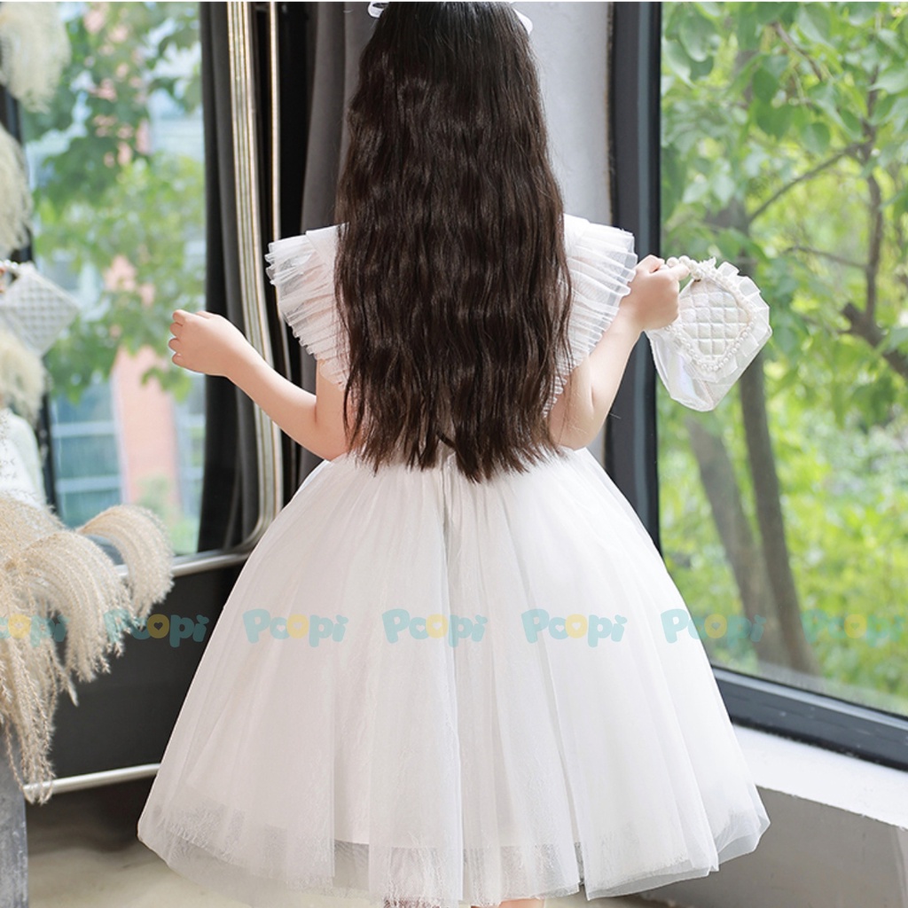 Váy Công Chúa Bé Gái Poopi Kiểu Cánh Tiên Đính Cườm Dễ Thương Phong Cách Đầm Bé Gái Mặc Hè