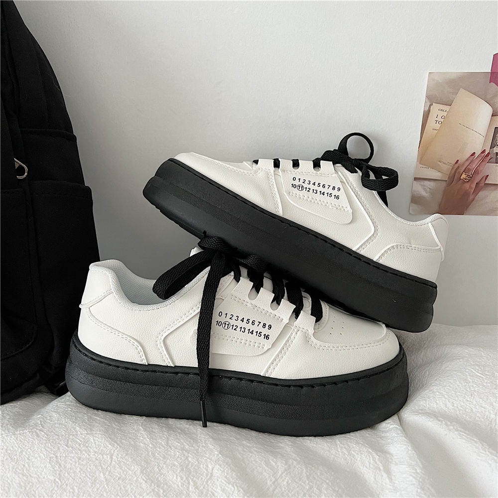 Giày trắng giày trượt ván học sinh mặt da instagram Harajuku kiểu Nhật cho nữ