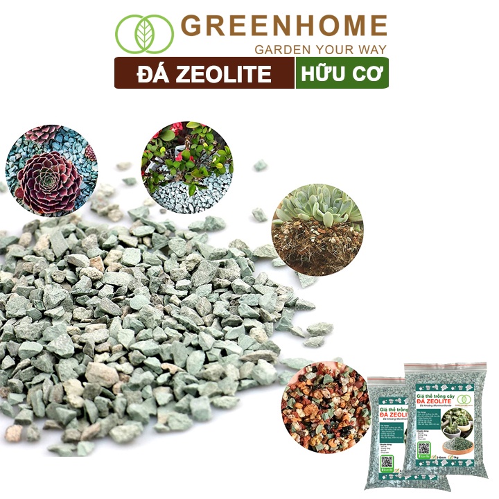 Đá zeolite Greenhome, bao 25kg, size 3-6mm, rãi mặt, giá thể, sen đá, xương rồng, hồ thuỷ sinh