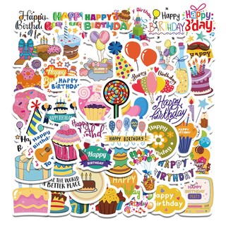 Sticker họa tiết chúc mừng sinh nhật, happy birthday, chống nước, dán trang trí laptop, khung ảnh