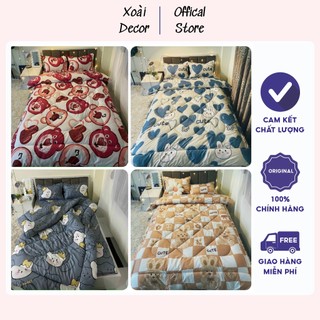 Bộ 5 món ga gối và chăn hè poly cotton chần bông dày loại 1 mềm êm được chọn mẫu