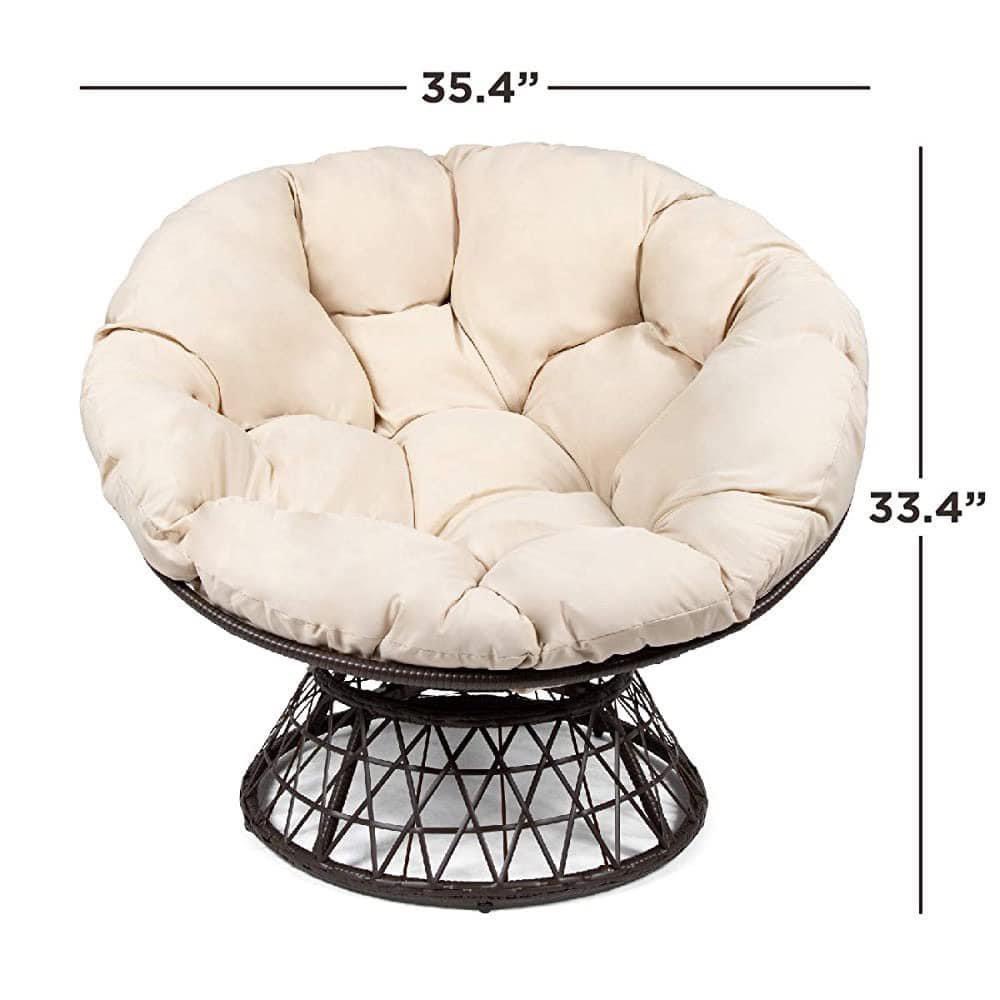 Ghế thư giãn papasan giả mây lõi thép cao cấp XOAY 360 trang trí phòng khách, decor ban công nằm thư giãn/Healhomes