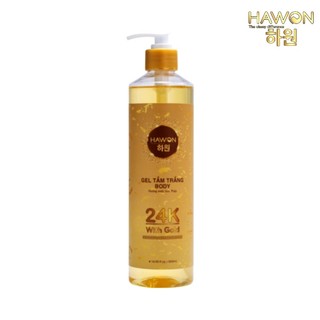 Gel Tắm Trắng Sáng Mịn Da Chiết Xuất Tinh Chất Vàn.g 24K Hương Hoa HAWON - 500ml