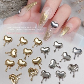 Set charm tim giọt nước kim loại túi 10 charm trang trí móng