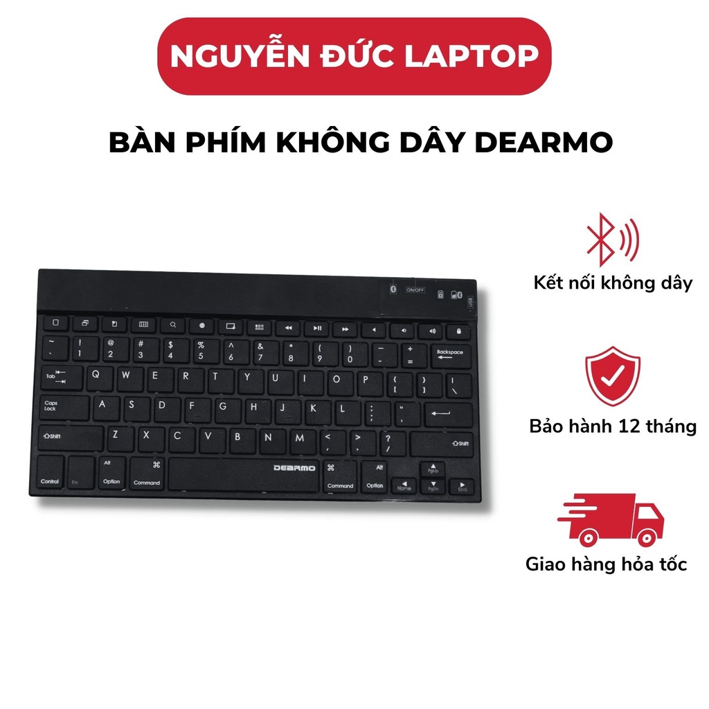 Bàn phím Bluetooth không dây DEARMO, nhỏ gọn, thời lượng pin lâu. Dùng cho Ipad, Macboook, Windows