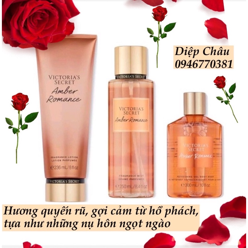 AMBER ROMANCE - Dưỡng thể, Xịt thơm, sữa tắm hương nước hoa Victoria's secret