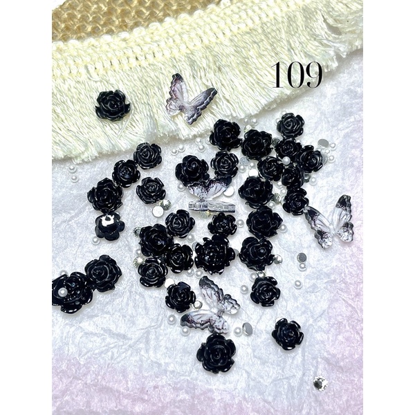 Set nail trang trí hoa hồng