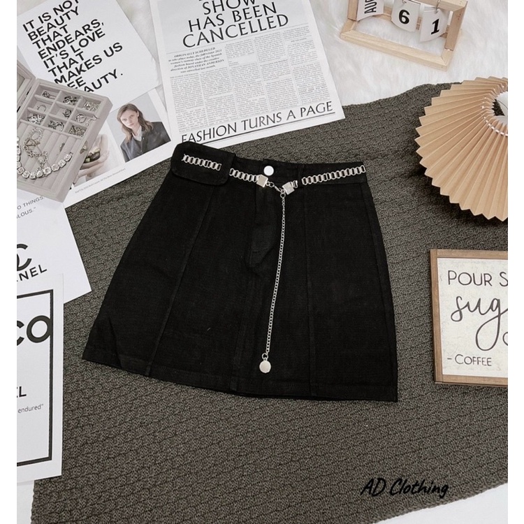 CHÂN VÁY KAKI KÈM ĐAI XÍCH TÚI VÍ HÀNG QC MS17268