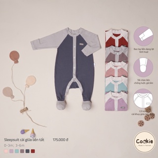 Sleepsuit cài giữa liền tất COOKIE size 0-3m & 3-6m