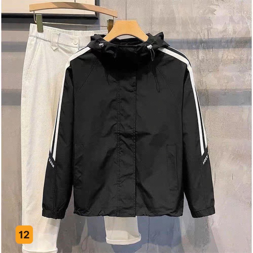 Áo khoác nam 2 màu đen trắng 2 lớp lót dù có nón khoá kéo, Áo gió dù nam 2 màu trắng đen thoáng mát SOLO SHOP sm13