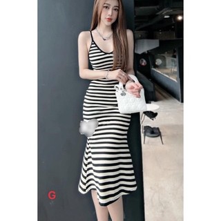 Đầm body 2 dây cổ v dáng dài xòe nhẹ đuôi cá xinh p