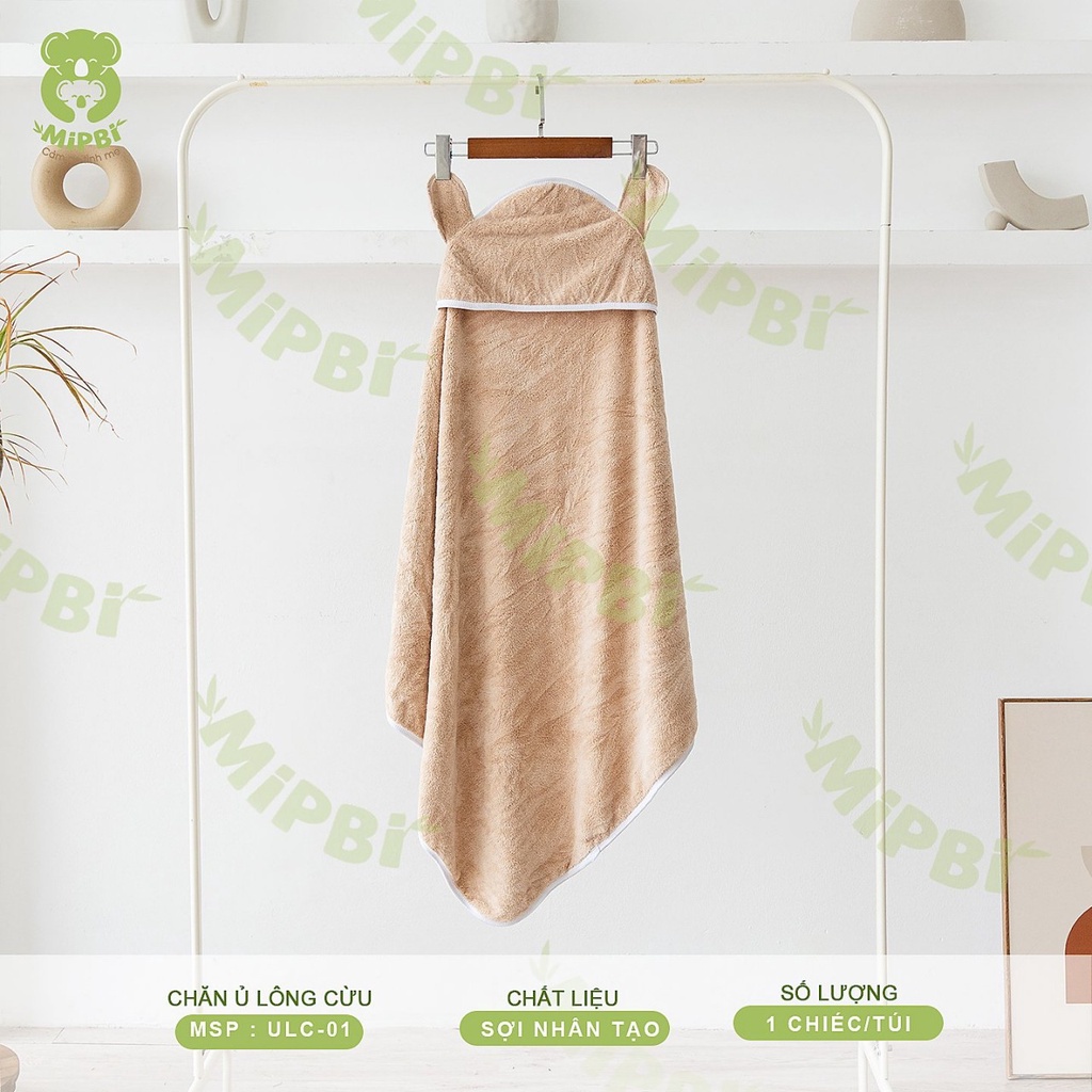 Chăn ủ Lông Cừu Mipbi Kích thước 90 x 105 cm Chất liệu sợi nhân tạo mềm mại