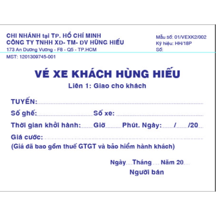 Cuống vé xe khách