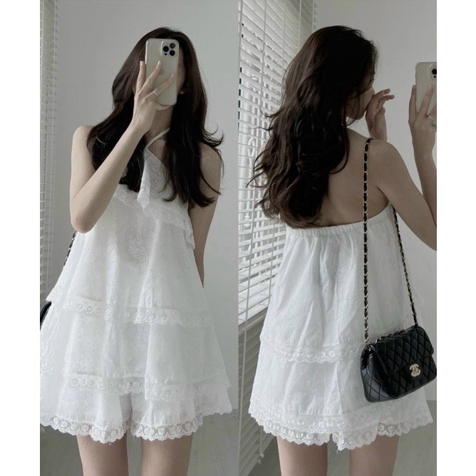 ✨SET YẾM XÔ REN VIỀN TẦNG + SHORT TRẮNG Sương sương nhẹ nhẹ zị hoy mà xinh ngất ngây đó mấy nàng thơ ah, mac dịp nào cũ