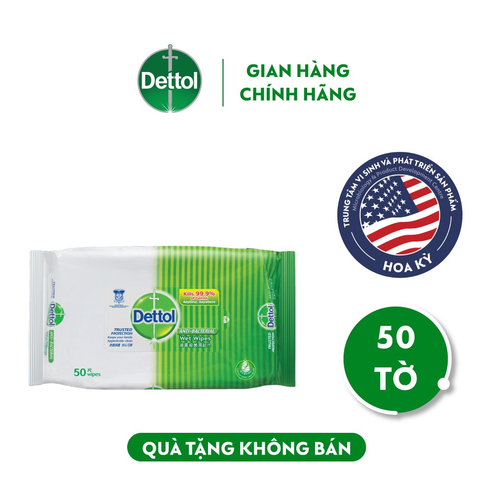 [QUÀ TẶNG KHÔNG BÁN] Khăn ướt đa năng Dettol kháng khuẩn 50 tờ