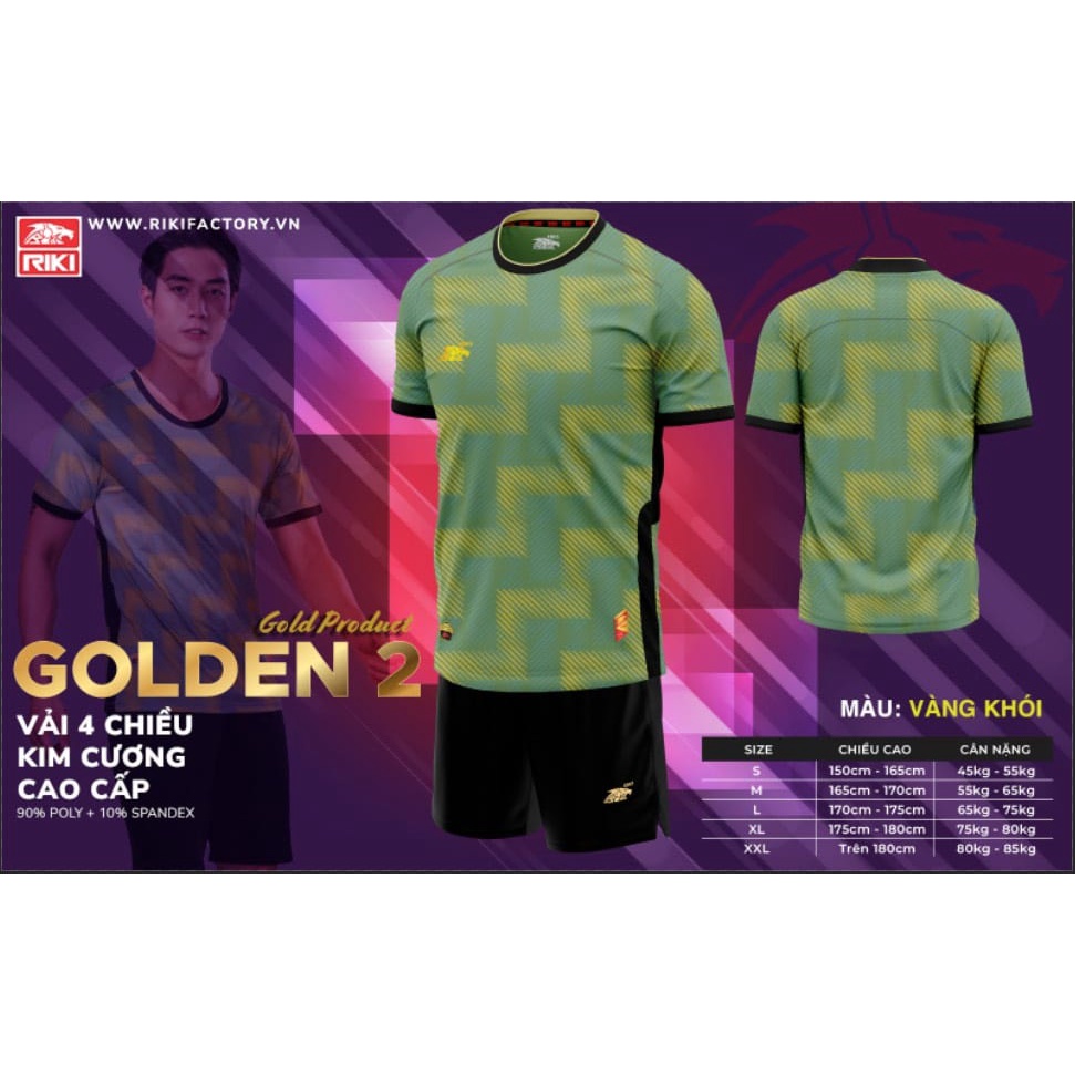 Quần áo đá banh không logo Riki Golden 2 , hàng chính hãng giá siêu rẻ