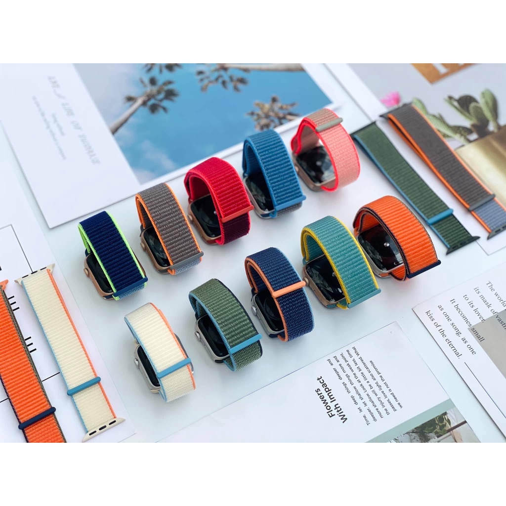 Dây Nylon dán cá tính cho AW 8/7/6/SE/5/4/3/2/1 đủ màu, đủ size 49/45/44/42/41/40/38mm