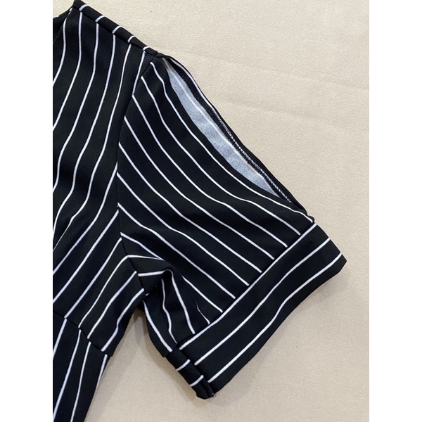 Đầm thun kẻ đen sọc trắng xuất khẩu  - Thanh lý vnxk