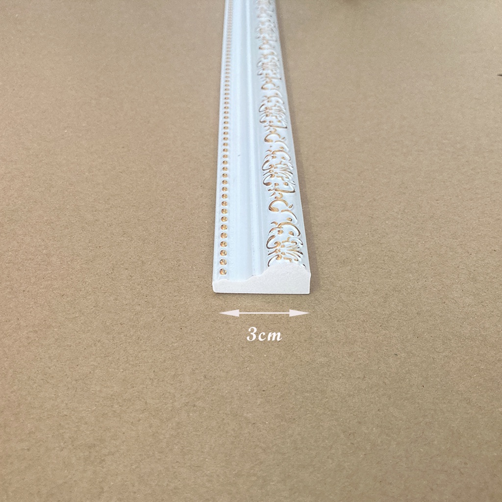 Phào chỉ nhựa ps, chỉ lưng 3cm hoa văn vàng