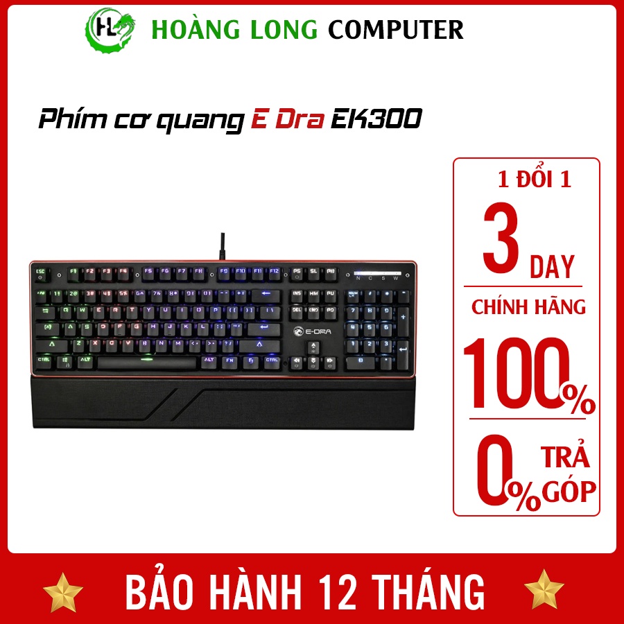 Bàn Phím Cơ Quang Học E Dra EK300 Blue Swich Màu Đen Hàng Chính Hãng Bảo Hành 12 Tháng - Hoàng long Computer