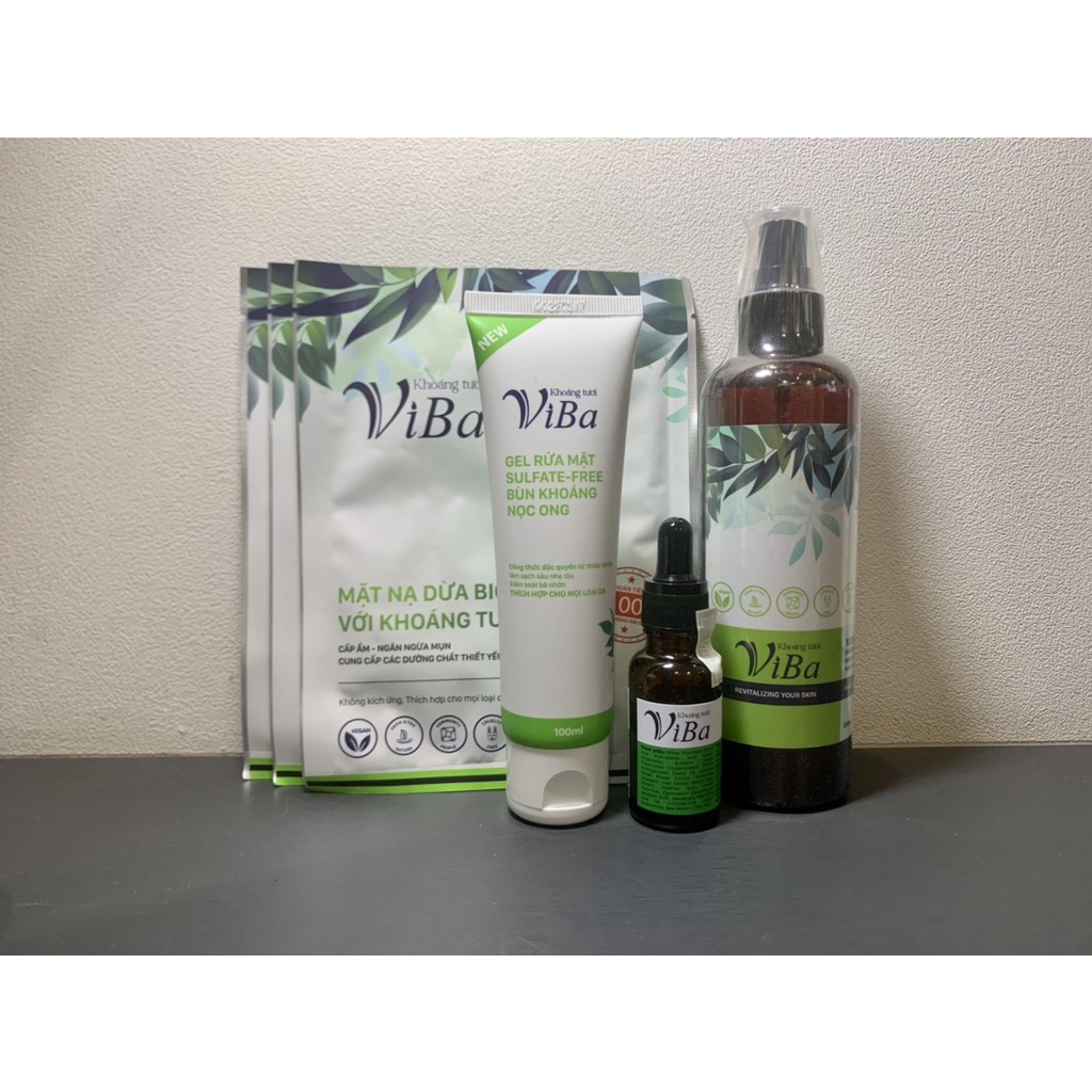 Combo chăm sóc da mụn VIBA - Cân bằng độ âm, sạch mụn, mờ thâm, sáng da