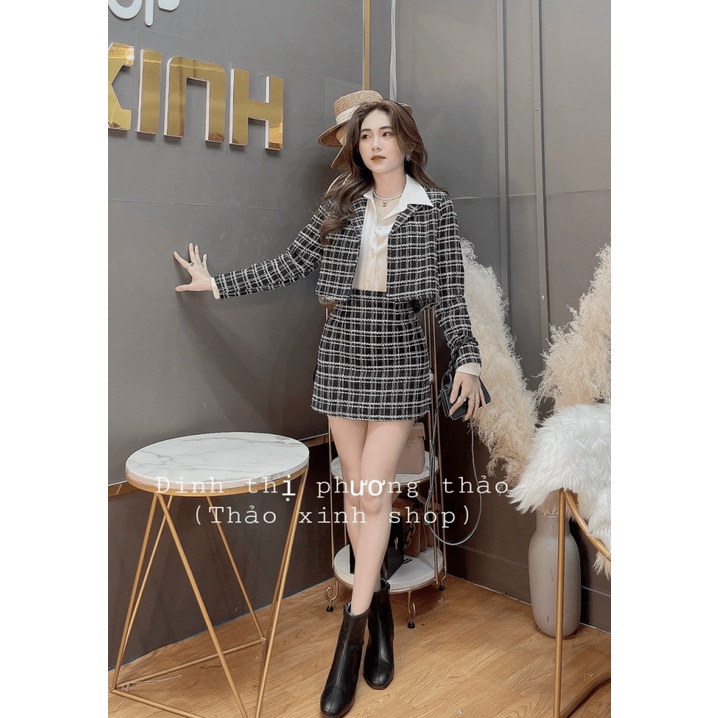 SIÊU SALE SÉT 3IN1 KATE THIẾT KẾ ÁO KHOÁC TAY DÀI PHỐI VÁY NGẮN XINH XẮN KHI ĐI CHƠI CN SHOP HHP FASHION