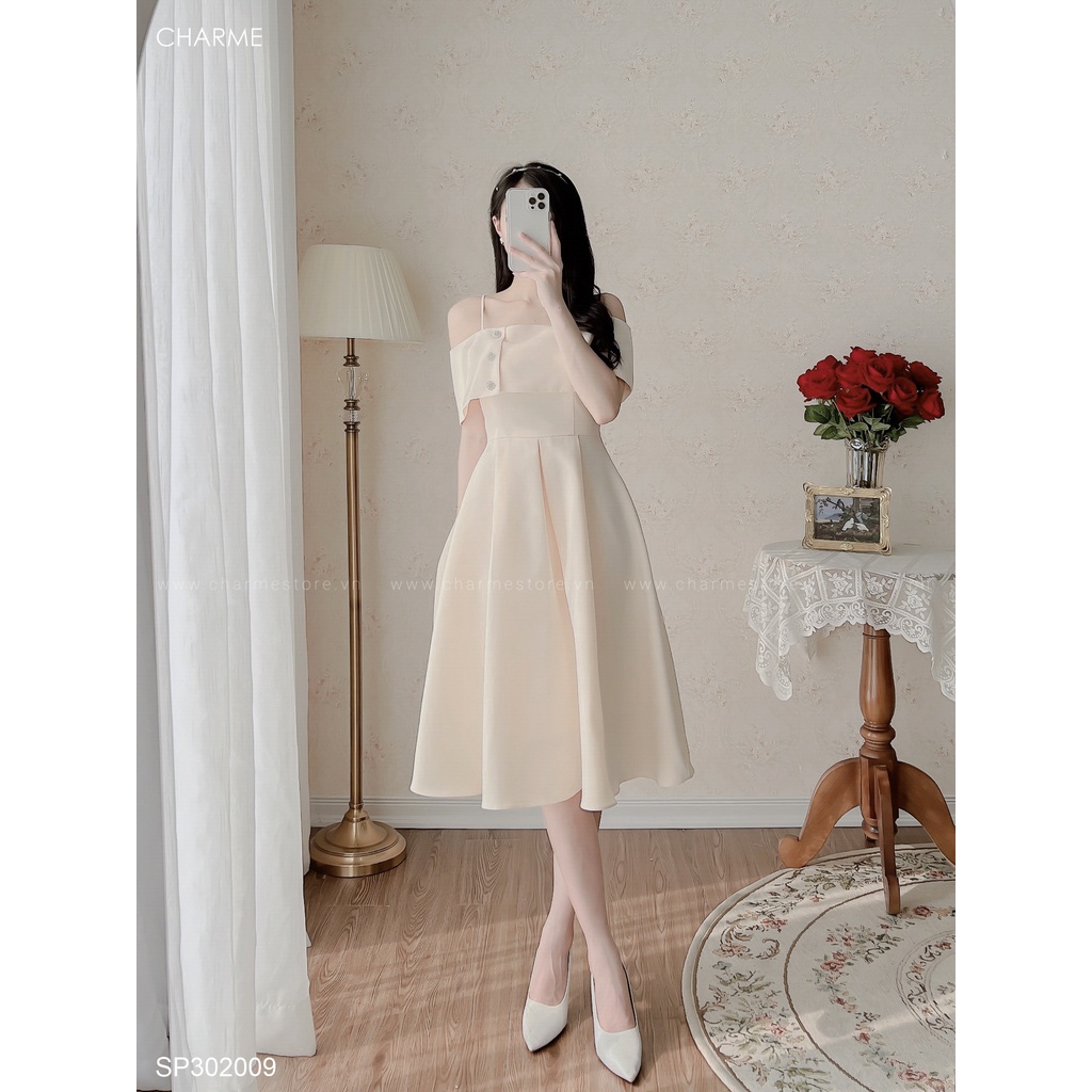 Váy 2 dây cúc lệch thiết kế Charme 302009