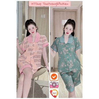 Đồ bộ nữ dễ thương bộ ngủ lụa mango pyjama cao cấp áo cộc tay quần lửng