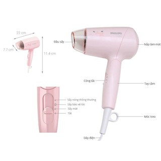 Máy sấy tóc Philips BHC010/10 CS 1200W (Đen, Hồng)