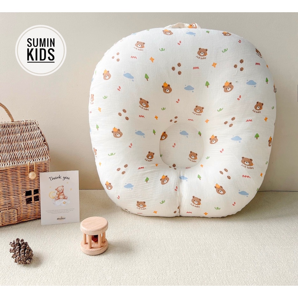 Gối chống trào ngược vải xô Muslin Organic cao cấp