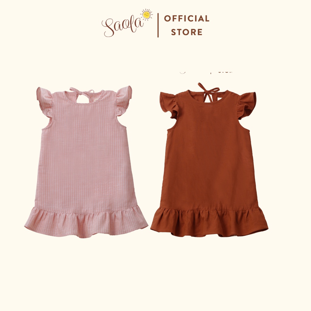 Váy Cổ Tròn Tay Bèo Cột Nơ Xinh Xắn Cho Bé Gái - NAOMI DRESS - DRL025, DRL026 - SAOLA KIDS CLOTHING