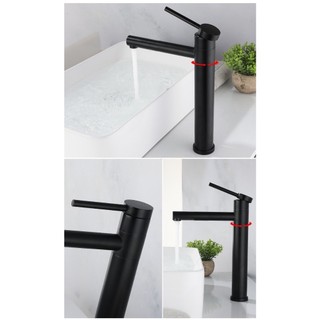 Vòi lavabo nóng lạnh màu đen cao 30cm, Vòi lavabo nóng lạnh màu đen cao cấp