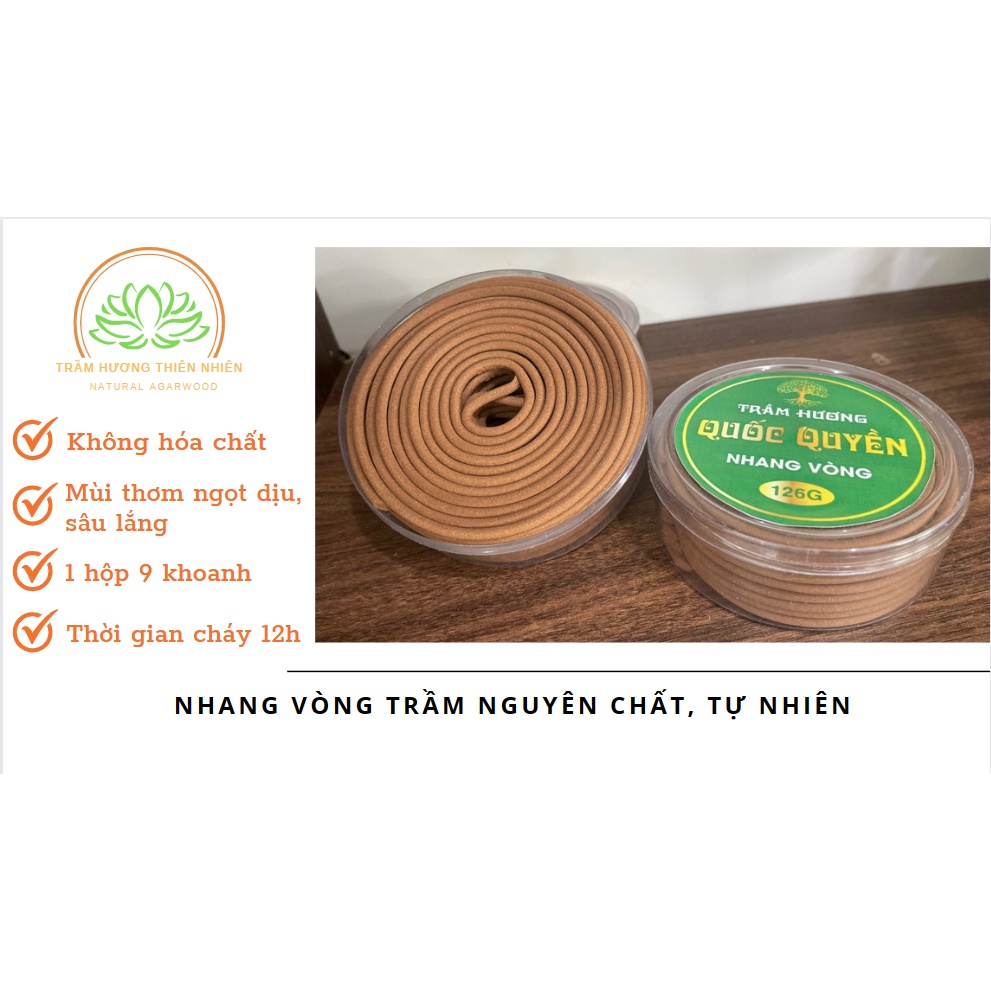 Nhang vòng trầm tự nhiên, hương thơm dịu nhẹ, đầm ấm, lưu hương lâu, thời gian cháy đến 12 giờ
