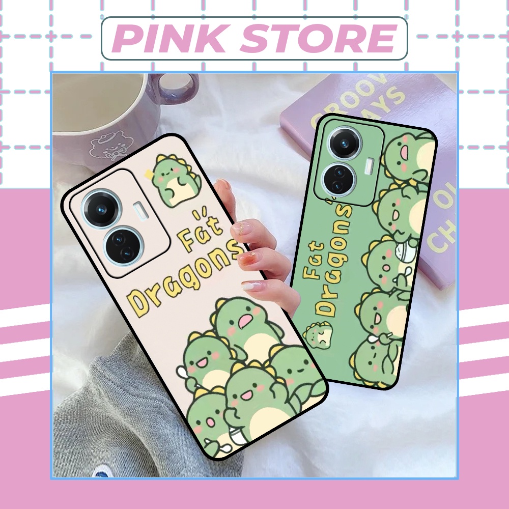 Ốp Vivo Y55 2022 siêu đẹp in hình khủng long chibi dễ thương