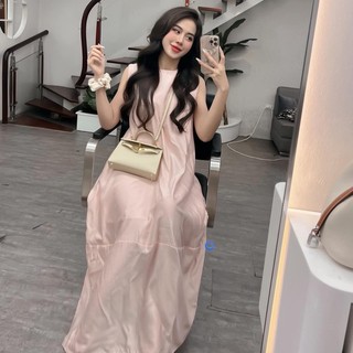 𝑨𝒎𝒊 𝑫𝒓𝒆𝒔𝒔 Bageo đầm ba lỗ suông trơn dáng dài form rộng TKCC Bageo