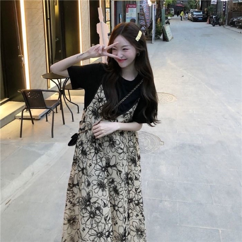 -Set áo váy hoa vintage kiểu Pháp hàng mới 2023-Kèm ảnh thật