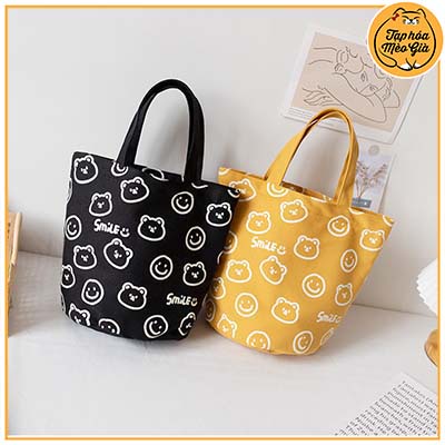 Túi vải tote HAPPY cỡ nhỏ dễ thương Hàn Quốc A5 đa năng cầm tay đeo đi chơi xinh xắn đáng yêu ) 🌺