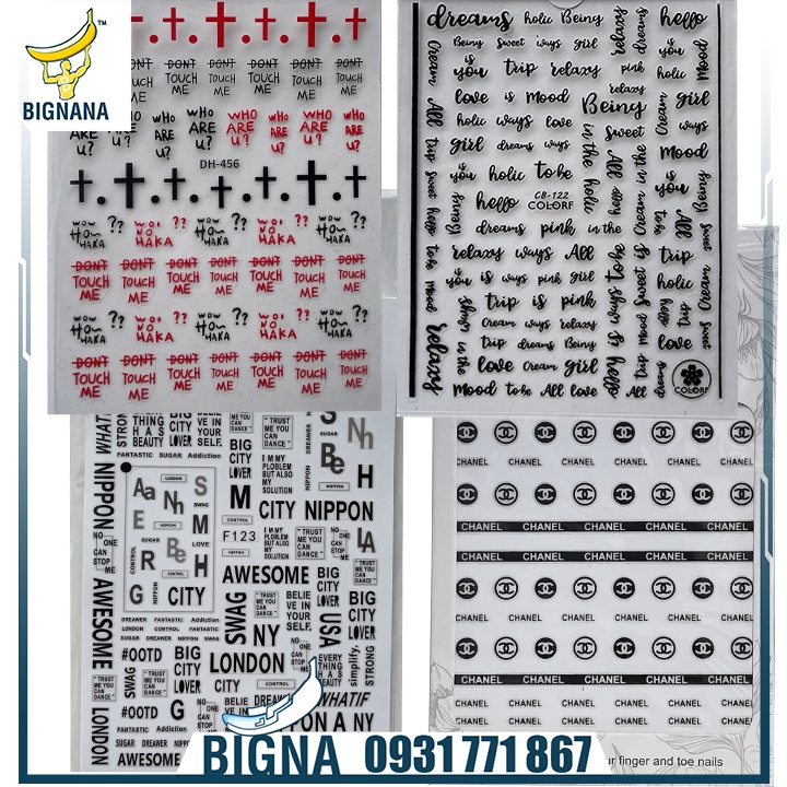 Sticker Hình Dán Móng Tay, Hoạ Tiết Logo Thương Hiệu Nổi Tiếng, Chữ Ký Phong Cách Cho Nails