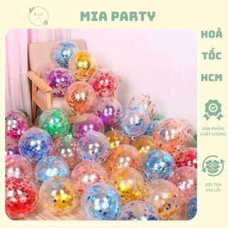 Bong Bóng Lồng Sequin 1 Hoặc 5 Cái Trong Suốt Có Sẵn Kim Tuyến Nhiều Màu Trang Trí Sinh Nhật - Party - Happy Birthday