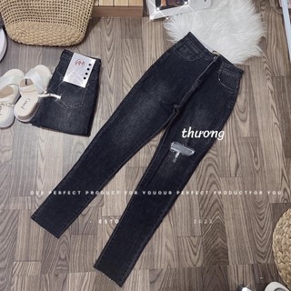 Jeans dài lưng cao co giãn rách 1ô