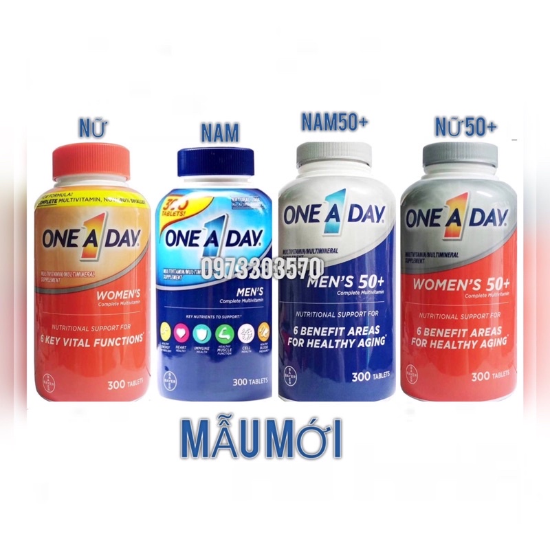 date09/2024 Viên Uống One A Day 50+dưới 50 tuổi Lọ 300 viên ( Nam nữ)